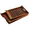 Madhubani Tray Set (2 Pcs), Madhubani Wooden Serving Tray for Snacks Set of 2 (Brown),  ExclusiveLane