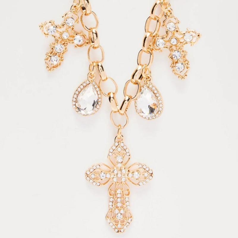 Accessories Hip Hop Wind Cross Necklace Pendant Exaggerated Design Diamond Large Water Drop Necklace Accessories