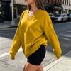 Women's V-Neck Long Sleeve Sweatshirt Casual Color Pullover