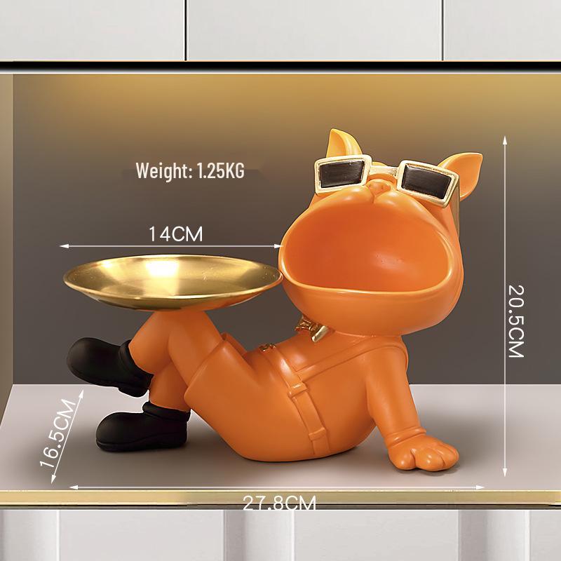 Entryway Console Table with French Bulldog Key Holder, Luxurious Shoe Cabinet, and Creative Home Decoration
