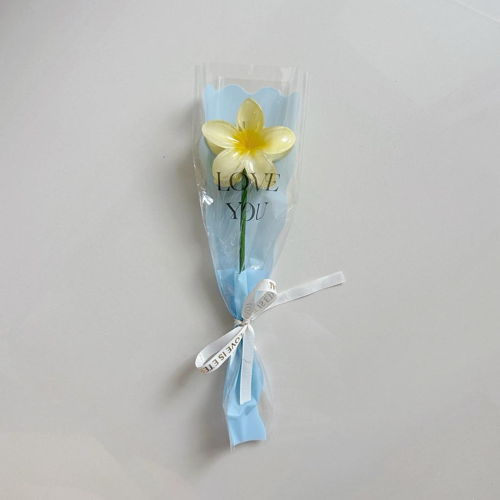 Plumeria Flower Fake Eternal Flower Gifts Plastic Egg Flower Hair Claw Clip Bouquet Party Gifts Graduation Mother'S Day Gift