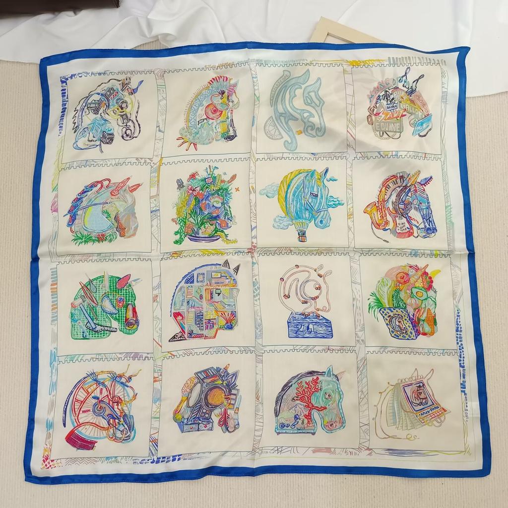 Bandanas Quadratisch 100% Seide Schal Damen Mädchen Stirnband Accessoires Taschentuch Halstuch Haarschal Modedruck Halstücher