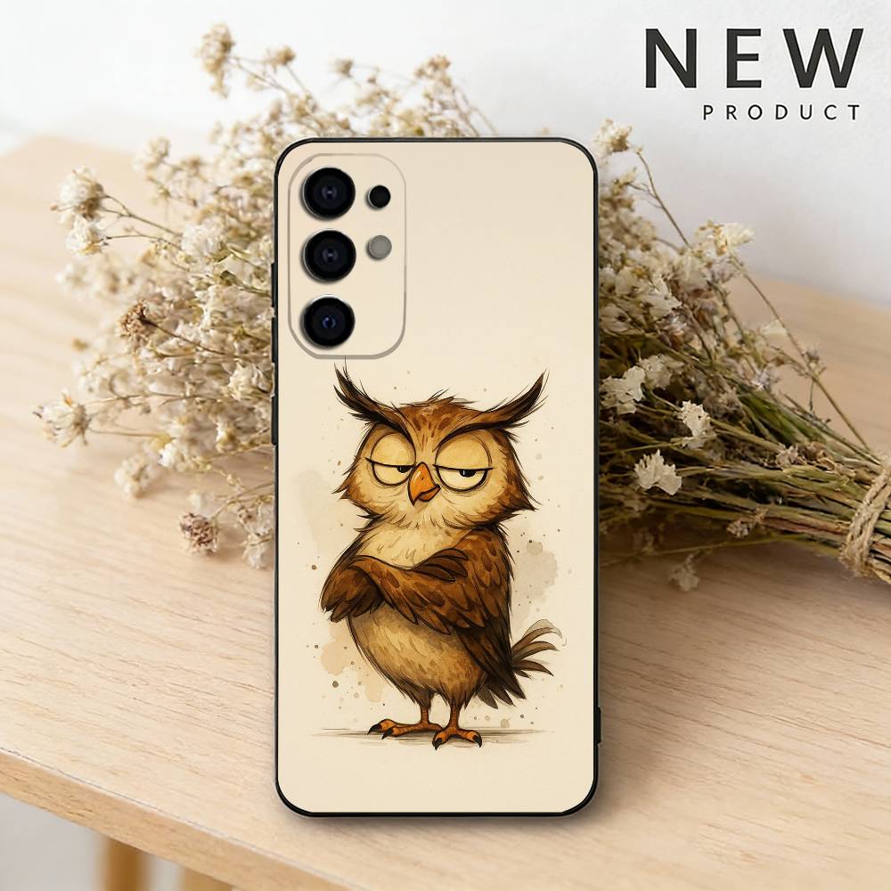 Cute Owl  phone Case For Samsung S26,25,24,21,22,23,30,20,Ultra,Plus,Fe,Lite Black Soft Cover
