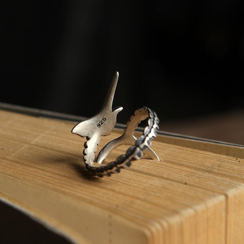 Buyee Copper Male Big Ring Finger Vivid Marlin Open Ring For Women Men Fashion Punk Rock Fine Jewelry Circle Gift