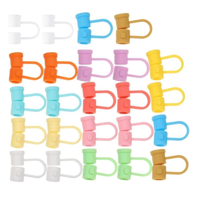 24x/set Rainbow Color Silicone Straw Tips Cover Reusable Drinking Dust Proof Straw Tip Covers 8mm Straw-Topper Straw Tip