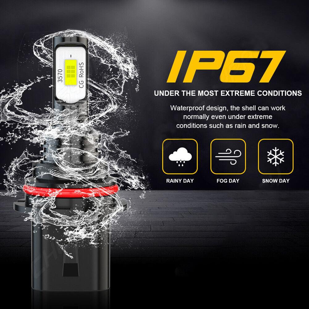 2pcs 9007 HB5 CSP LED Headlight Bulbs Conversion Kit High Low Beam 6000K Super White Headlight Automobiles Accessories
