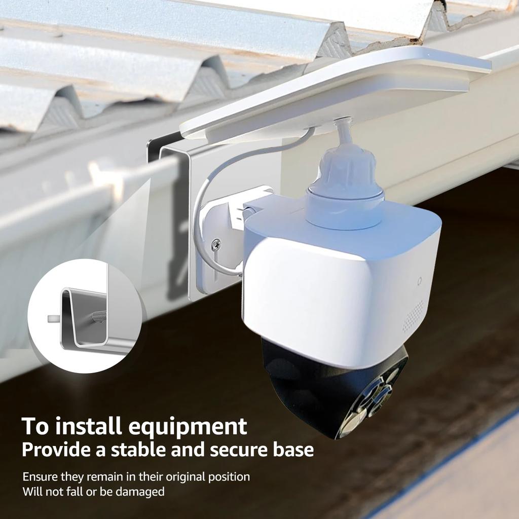 2Pcs Wall Mount Gutter Bracket with Anti-Rust Mounting Screw Stainless Steel Solar Security Camera Holder for Eufy SoloCam S340
