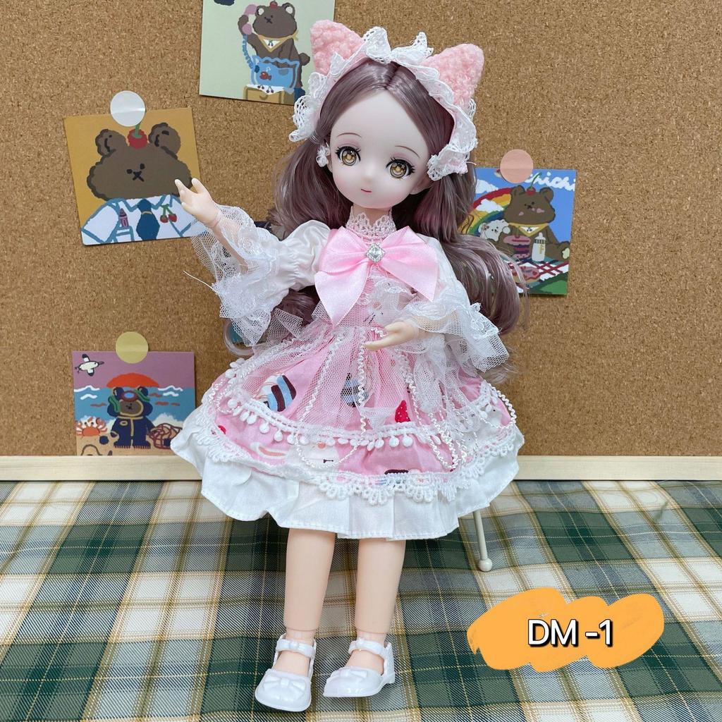 30CM Mini Movable 23Jointed Doll Girls Toy 3D Big Eyes BJD Princess Full Outfits Dresses Collection Childrens Doll Gift