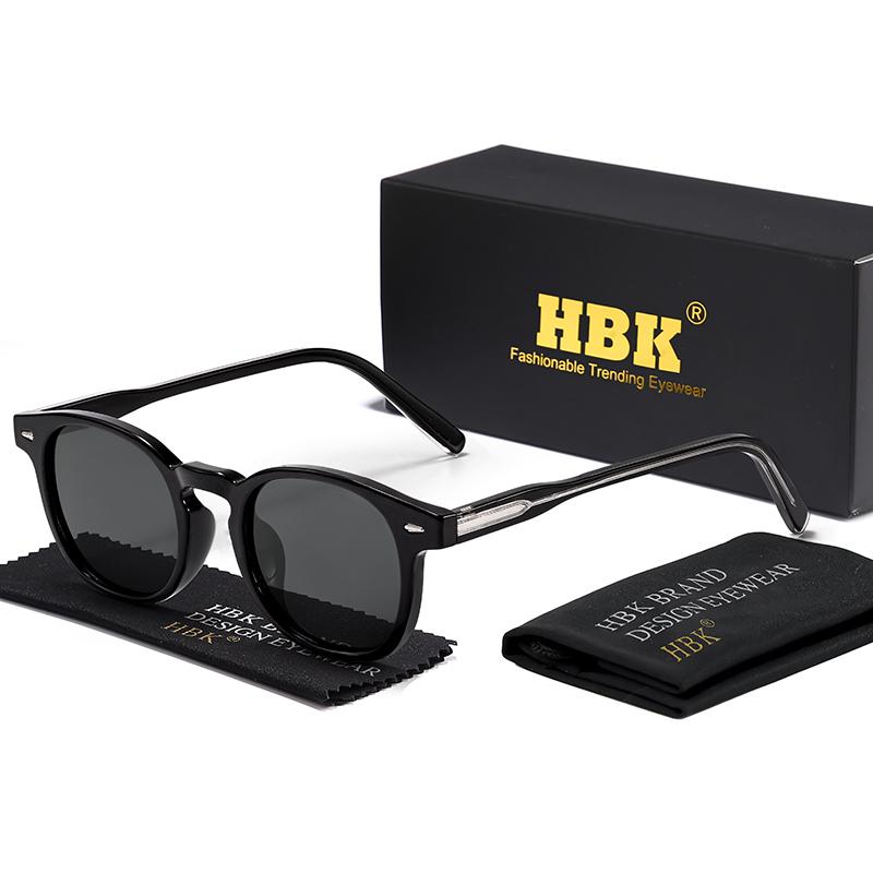 HBK Retro Men's Fashion Polarized Sunglasses High-Quality Tr-90 Frame Vintage Sun Glasses Women's Travel Party Eyeglasses