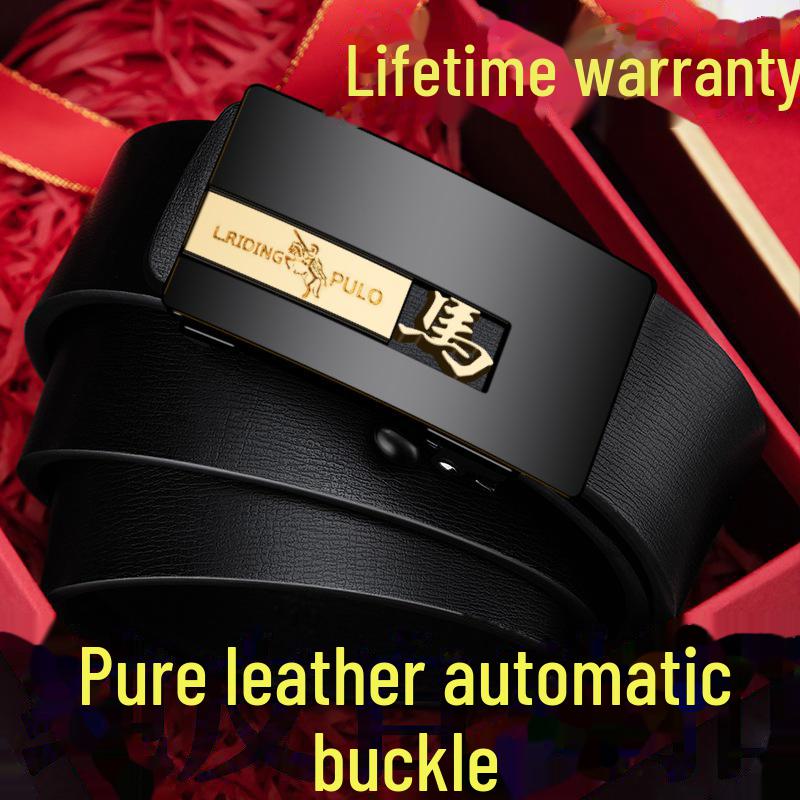Paul Men's Genuine Leather Automatic Buckle Belt - Versatile Fashion for Business