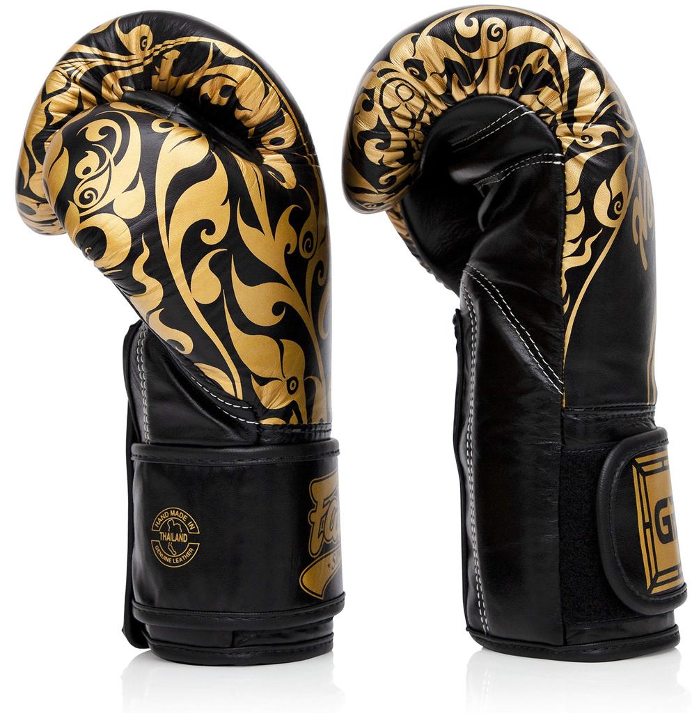 BangpleeSport Fairtex Glory BGLG2 Rukavice Box Muay Thai MMA Šněrovací Design Bílá Barva Pravá Kůže 8 oz Černá