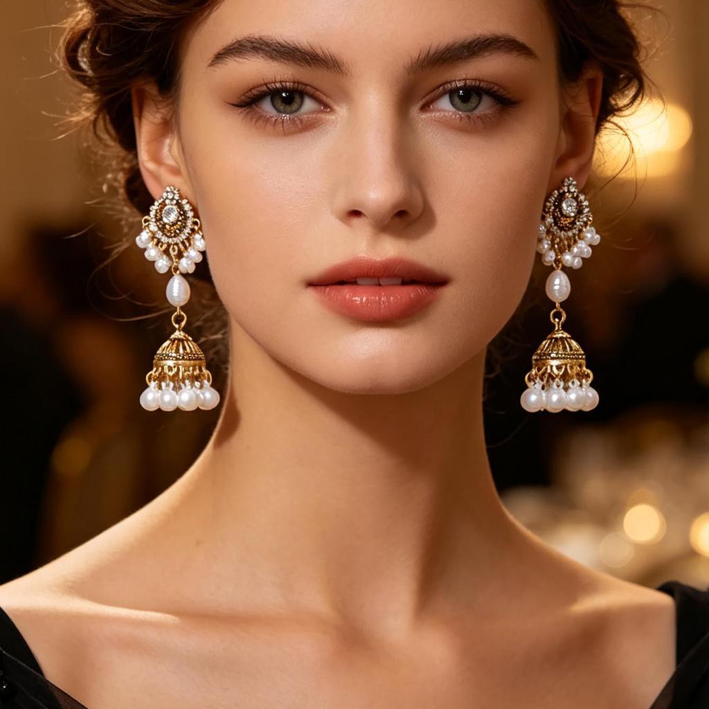 Bohemian Ethnic Pearl Bell Tassel Earrings - Retro Exotic Scenic Style