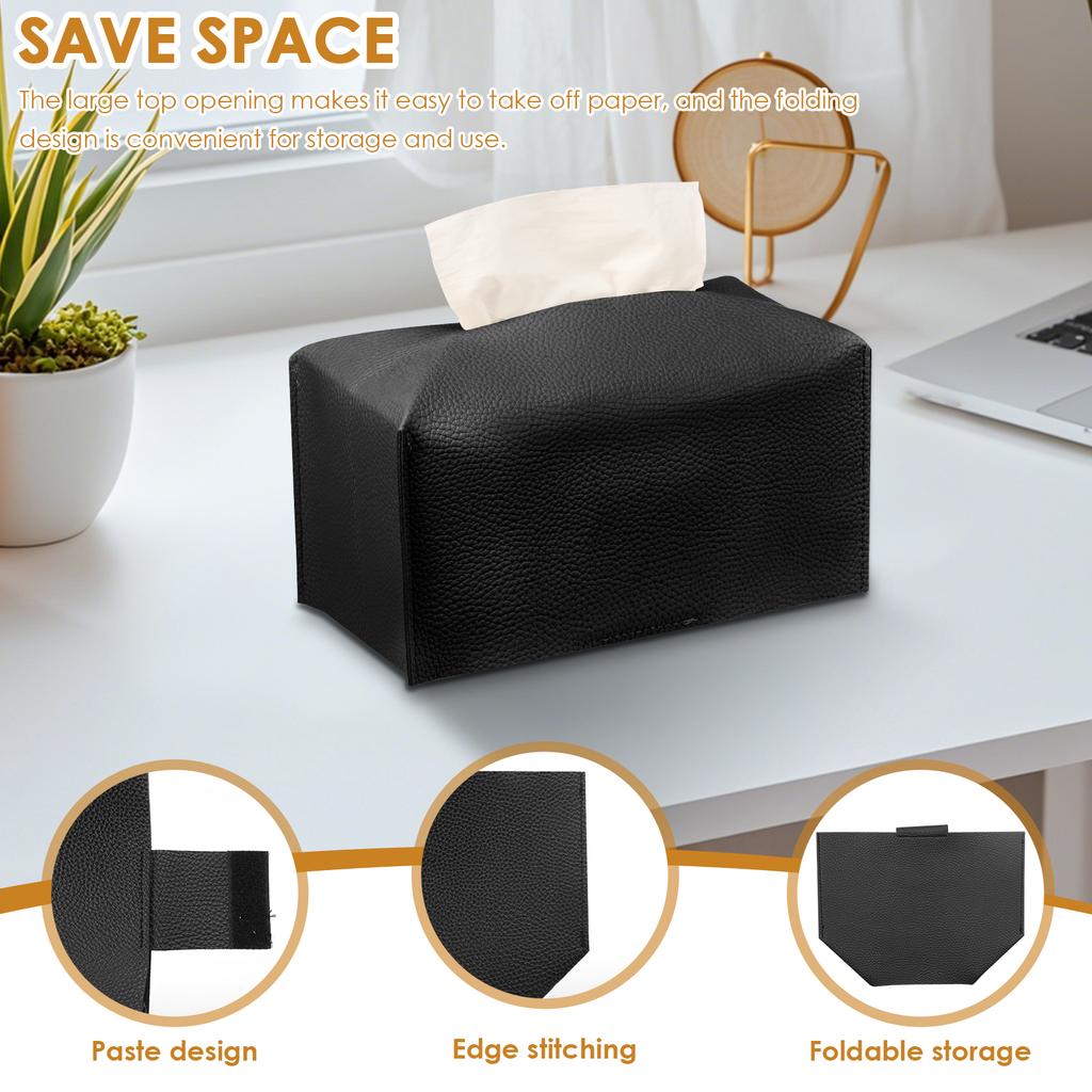 4Pcs Foldable Tissue Box Cover Portable Rectangular Tissue Box Holder with Bottom Belt Facial Tissue Box Cover for Home Office