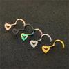 5 Pcs Fashion Hollow Heart Stainless Steel Nose Studs For Women Nostril Piercing Screw Type Body Jewelry