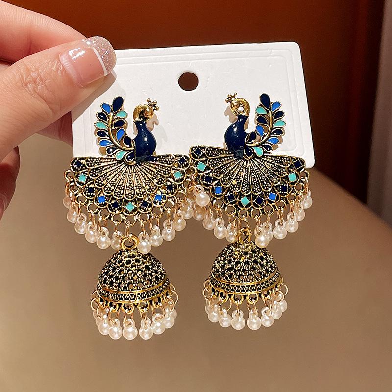 Silver Needle Retro Rhinestone Water Drop Tassel Earrings – Ethnic, New Chinese Style, Unique, Creative Heavy Industry Design