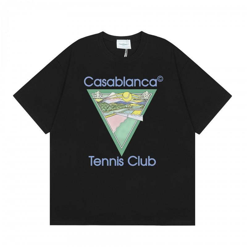 Casablanca Streetwear T-Shirt Men Women Loose Fit Short Sleeve Casual Tee High Street Style