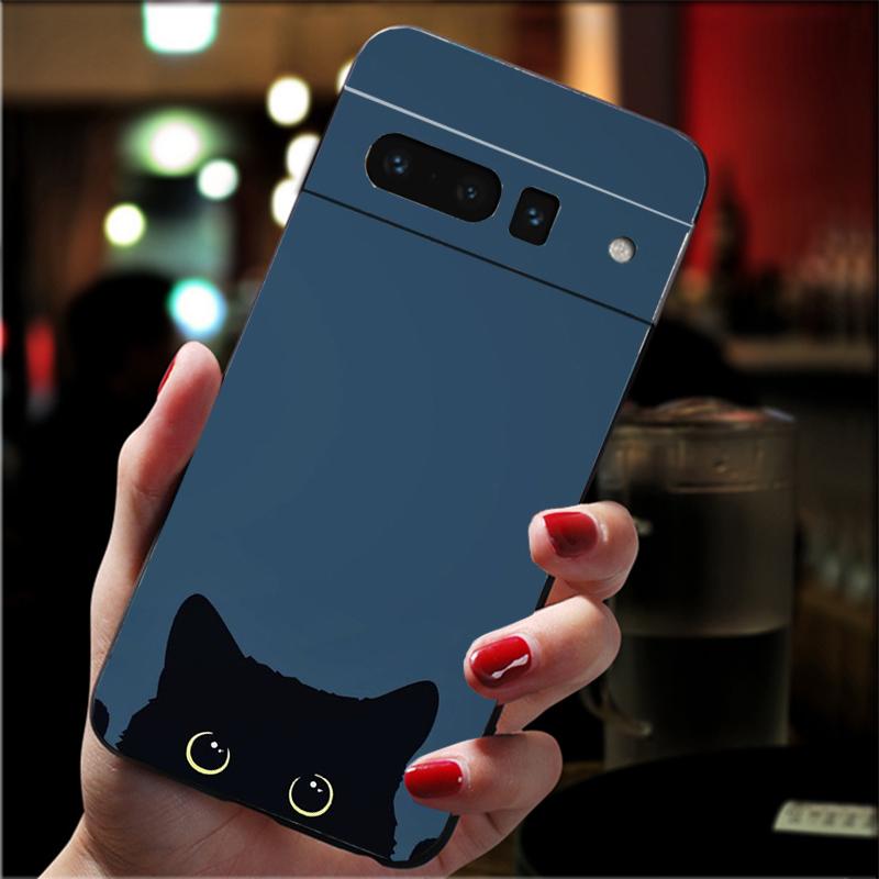 Phone Case For Google Pixel 10 9 Pro XL 9A 8 7 6 Pro Pixel 8A 7A 6A Pixel 8 7 6 5 Cartoon Black Cat