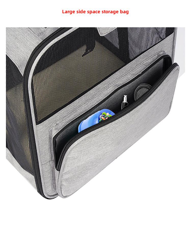 Double-Layer Pet Travel Trolley: Large Capacity, Breathable, Detachable, Handheld & Shoulder Bag for Cats