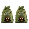 Handmade Style Party Bags 2Pcs Halloween Pumpkin Drawstring for Candy Treats, Retro Burlap Festival Totes Trick or Treat Bags, Portable Goodie