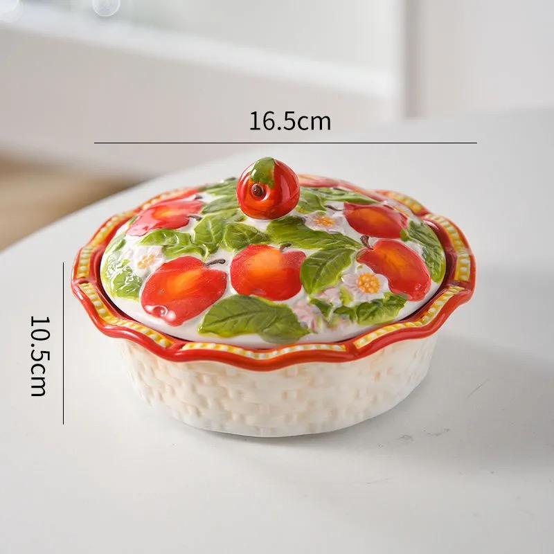 High-Quality Ceramic Dessert Bowl Ice Cream Cup Hand-Painted Embossed Home Use