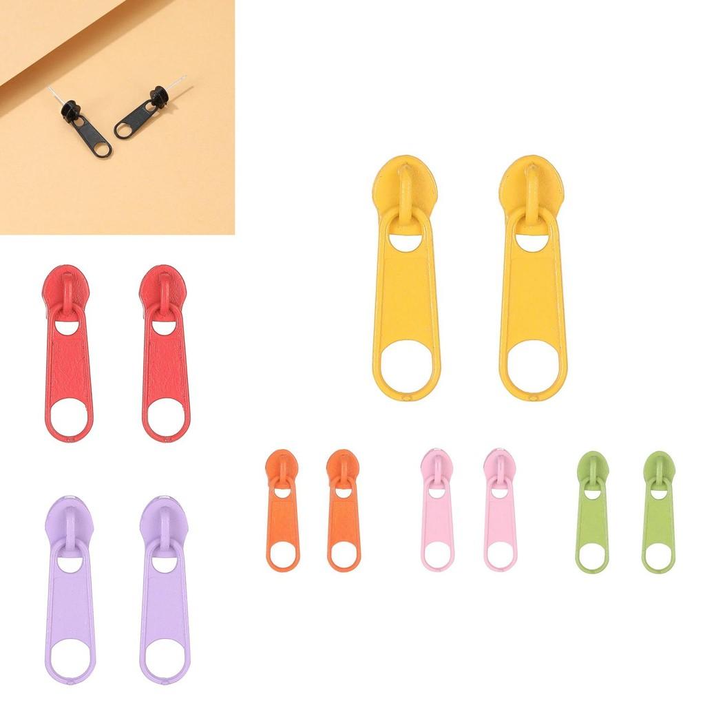 Stilvolle mehrfarbige Reißverschluss-Ohrringe Einzigartiges geometrisches Legierungsdesign für Damen