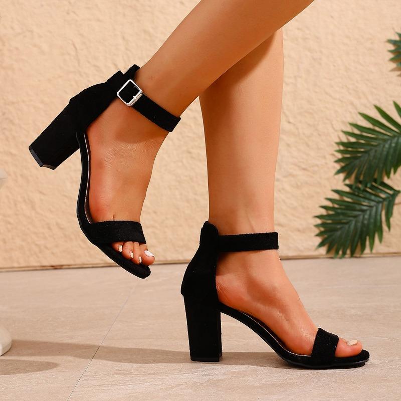 Black One Strap Super High Heel Sandals Women Summer Ankle Buckle Party Shoes Woman Elegant Wedding Plus Size High Heeled Shoes