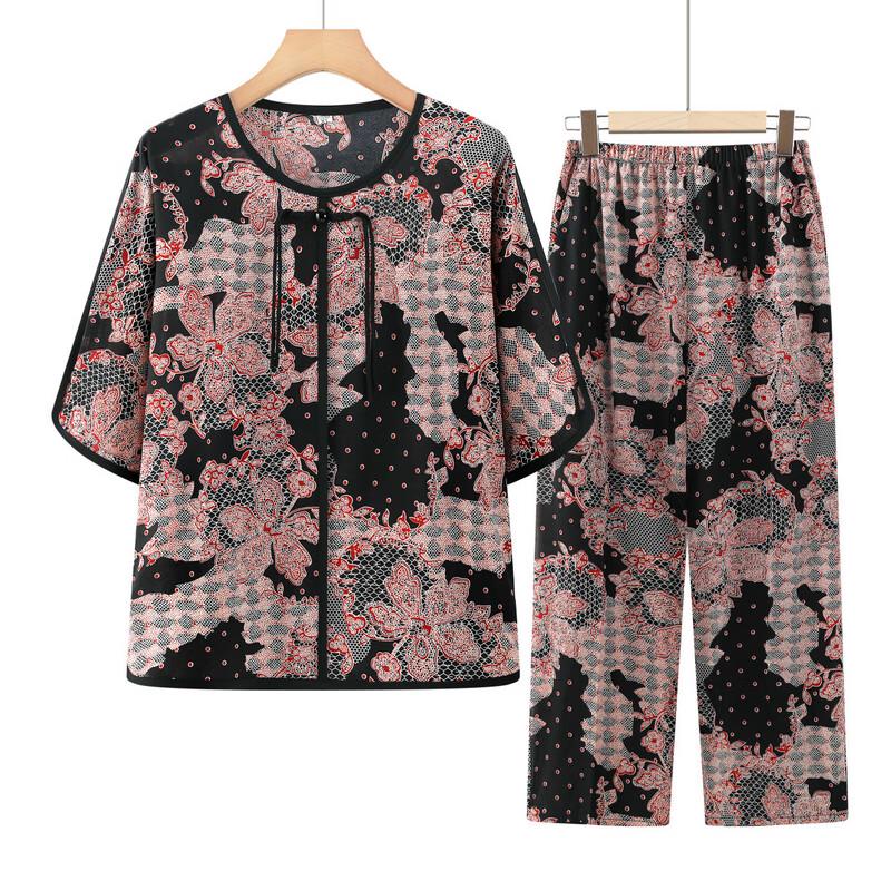 YUZHAOLIN Summer Two-Piece Set for Elderly Women