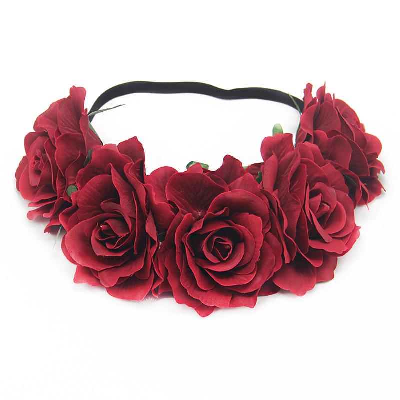 Europäisches & Amerikanisches Braut Urlaubs Rosen Girlande Stirnband für Weihnachten, Karneval, Maskenball