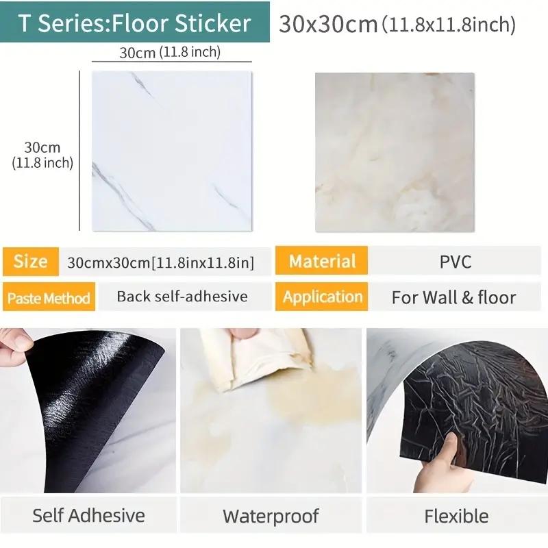 Wall Sticker Self Adhesive Waterproof PVC Tiles Floor Stickers Marble Bathroom Living Room Bedroom Ground Thick Wallpapers