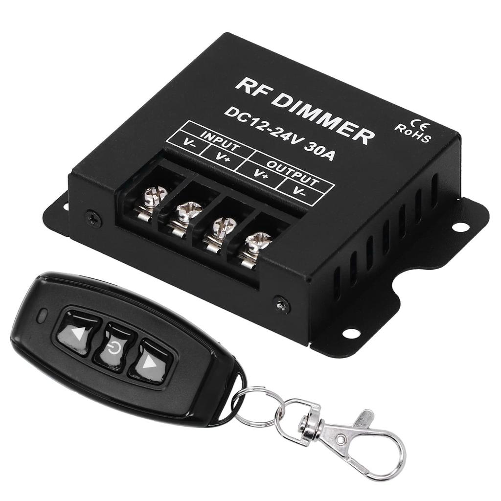 Jeffergarden LED Dimmer, PWM Digital Control, with RF Remote Control, Stepless Dimming, 30m Operating Range, for LED Strip Lights and Spotlights,