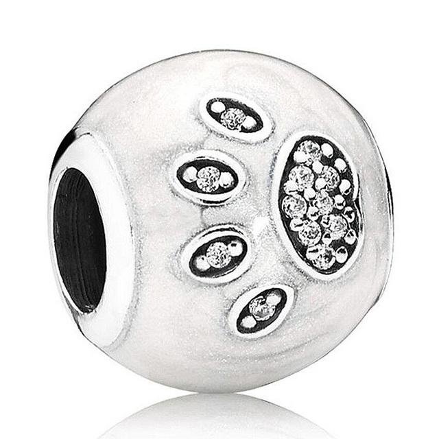 Wintry Delight Snowflake Ball Blue Swirls Pearlescent Dreams Charm S925 Sterling Silver Beads Fit Bracelet DIY Jewelry