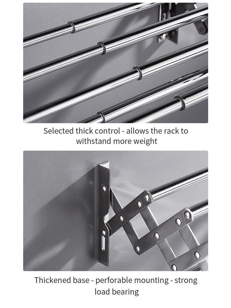 304 Stainless Steel Retractable Double/Single Bar Bathroom Towel Rack with Folding Storage