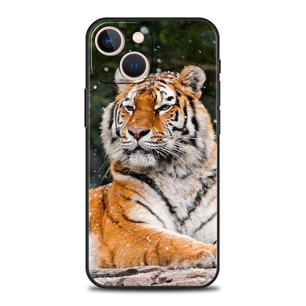 Tiger Leopard Fashion Phone Case For iPhone 17 16 15 Pro Max 11 12 13 14 7 8 Plus SE 2020 X XR XS Cover Soft Black