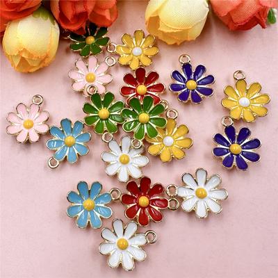 Making Material Flower Pendant 15.6*18mm Loose Beads Mobile Phone Chain Fashion Drop Oil for Necklace DIY Jewelry Accessories Alloy 20Pcs  Accessories
