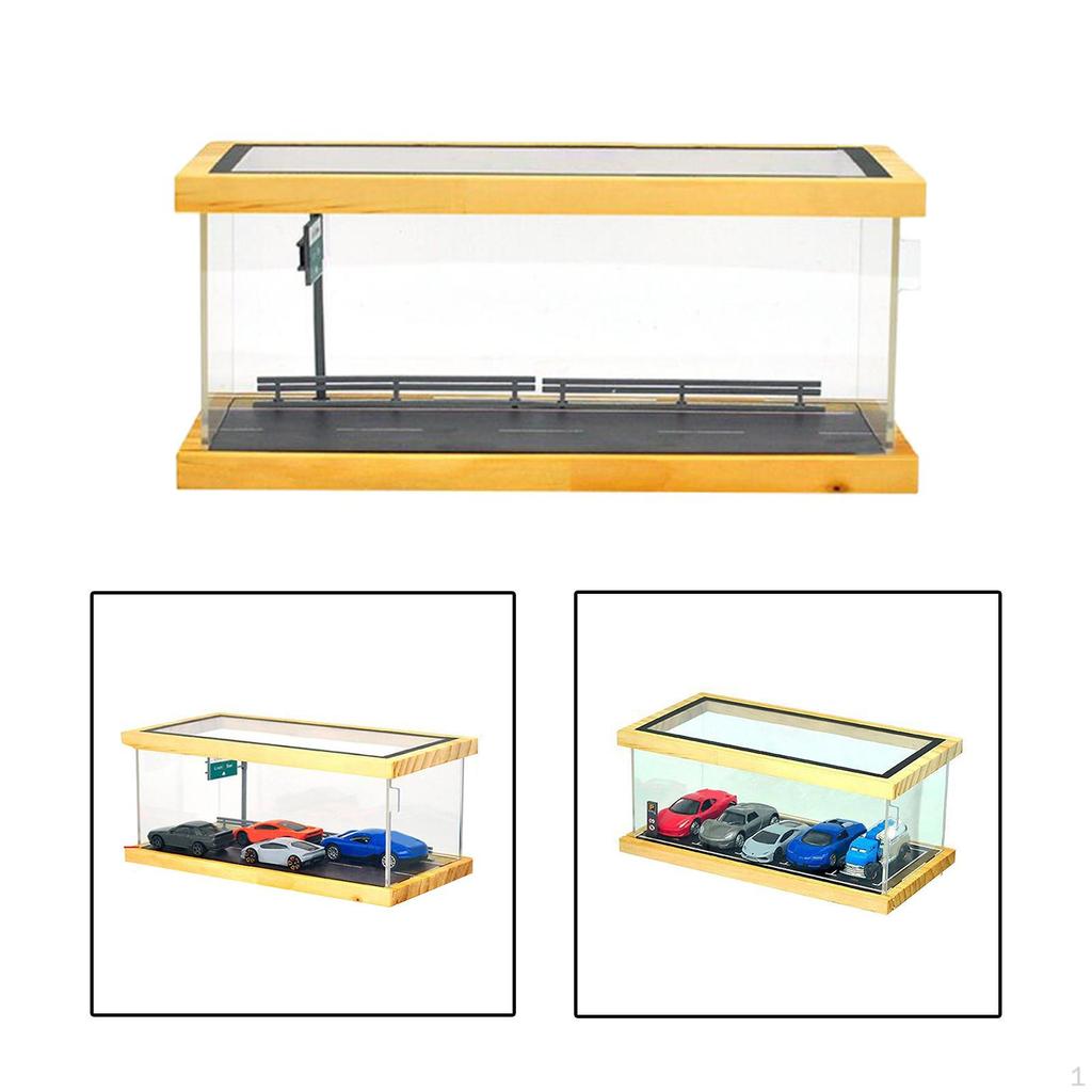 1/64 Diorama Parking Lot Scene Model Acrylic Display Case, Mini Car Garage Layout Landscape, Office