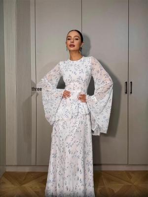 2025 Spring Elegant Floral Long Sleeve Dress for Women - Soft, Sweet, and Comfortable