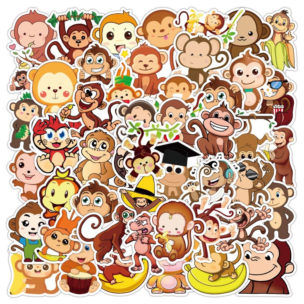 10/50pcs Cute Cartoon Animal Monkey Stickers Graffiti Stickers for DIY Luggage Laptop Skateboard Motorcycle Bicycle Stickers