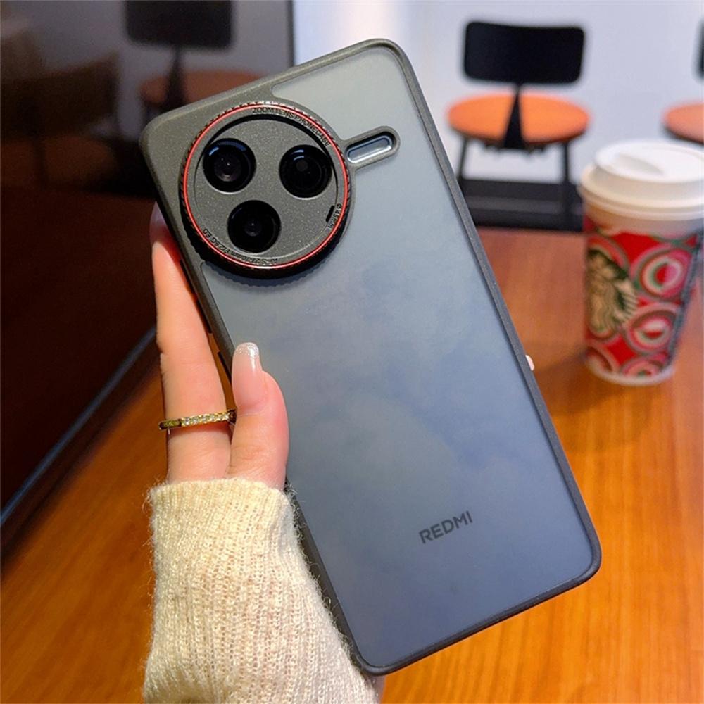 For Xiaomi Redmi K80 5G/Poco F7 Pro 5G Case Red Lens Ring Shockproof TPU+PC Translucent Phone Cover