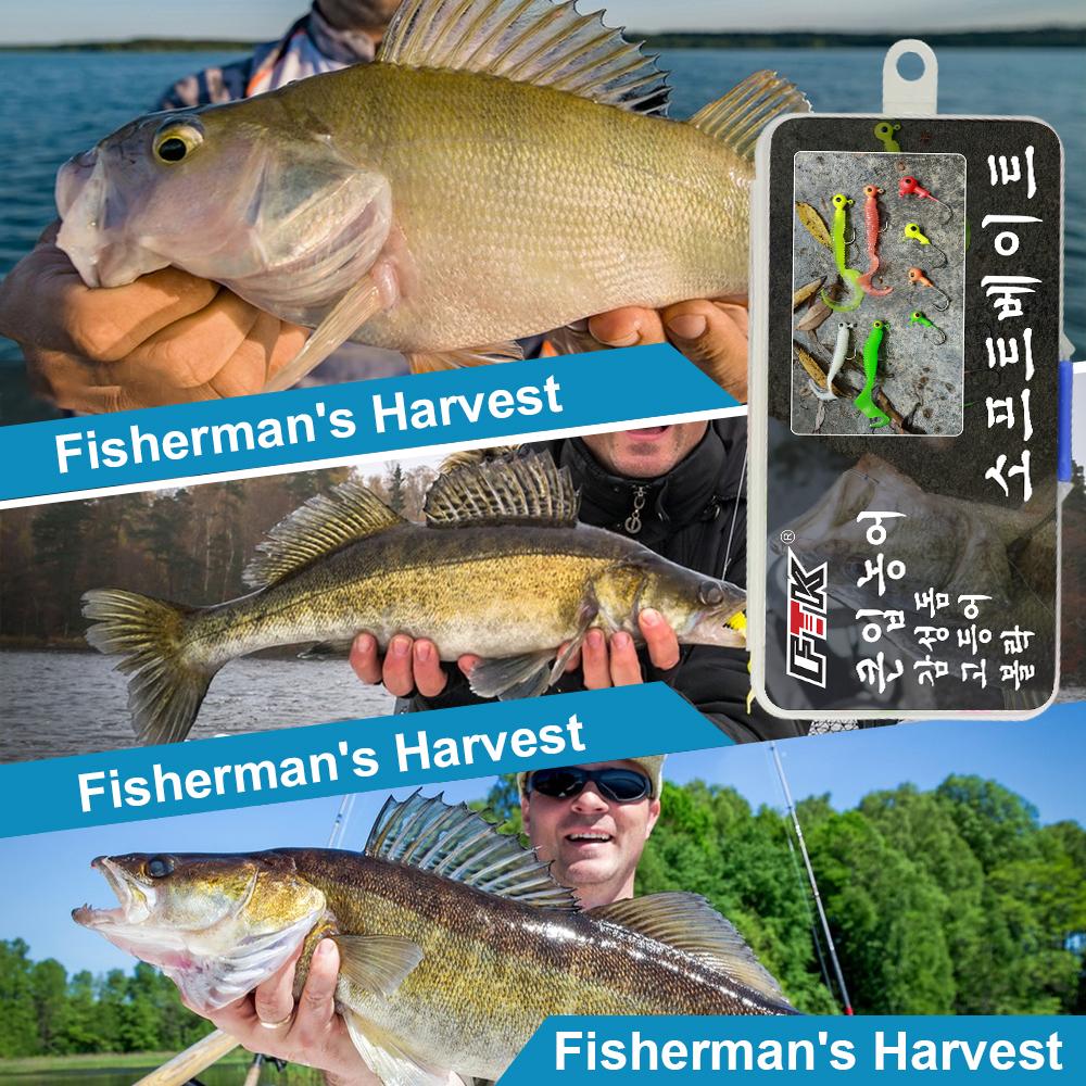 FTK 45PCS Soft Fishing Lures Kit Silicone Lure Set Artificial Bait Worm with Crank Jig Head Hook Fishing Tackle Set with Box
