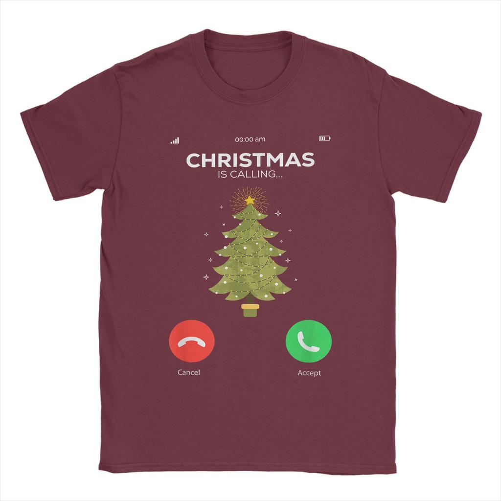 Weihnachten ruft Weihnachts-Pyjama Lustiger Weihnachtsbaum Herren T-Shirts Lustige T-Shirts Kurzarm O-Ausschnitt T-Shirts Sommer Tops