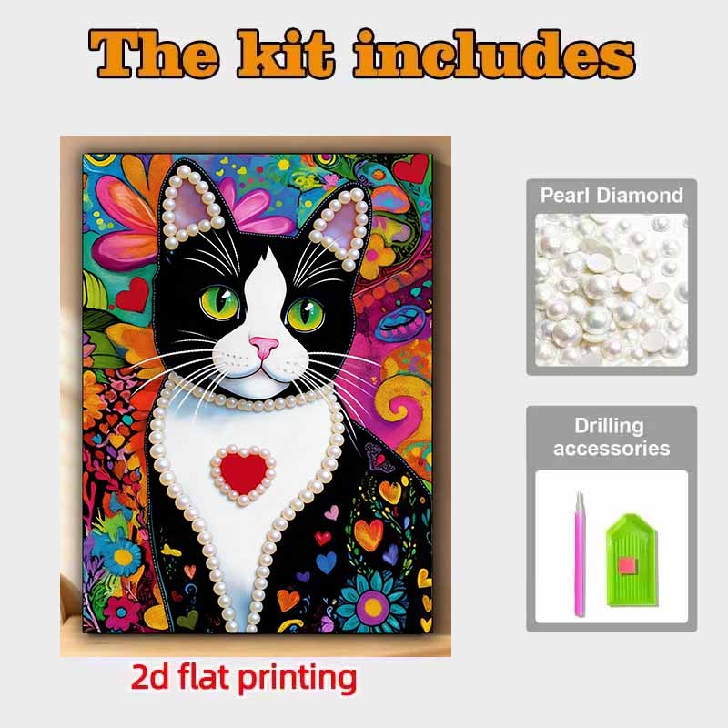 DIY Loving Black Cat Pearl Diamond Art Kits Without Frame 30x40cm Gem Art Diamond Painting Kits for Adults/Beginners Gift Idea Home Wall Decor