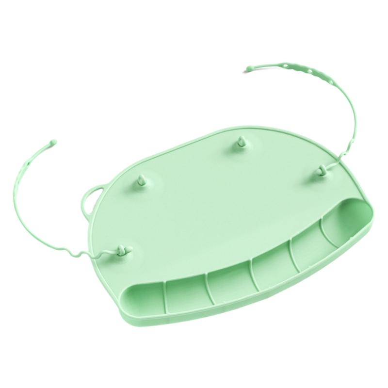 

Baby Silicone Placemat with Food Catcher Pockets Nonslip Toddler Table Mat with Raised Edges for Dining Infants зелёный