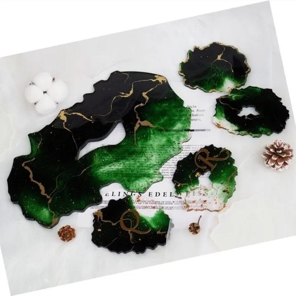 5pcs/set Silicone Molds Coaster Resin Casting Mold Silicone Jewelry Making Epoxy Mould Craft Tool DIY Coasters Mould