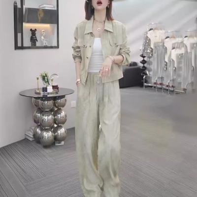 Summer Fashionable Casual Loose Women's Sun Protection Suit Slimming Outerwear Long Pants Set Simple Eleg