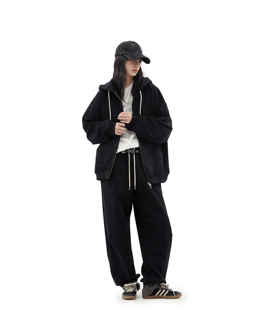 Defgarments Painting Brushed Hood Zip Up [Black]
