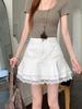 Women's High-Waisted Lace Patchwork Denim A-Line Mini Skirt - 2025 Summer Slimming Layered Design