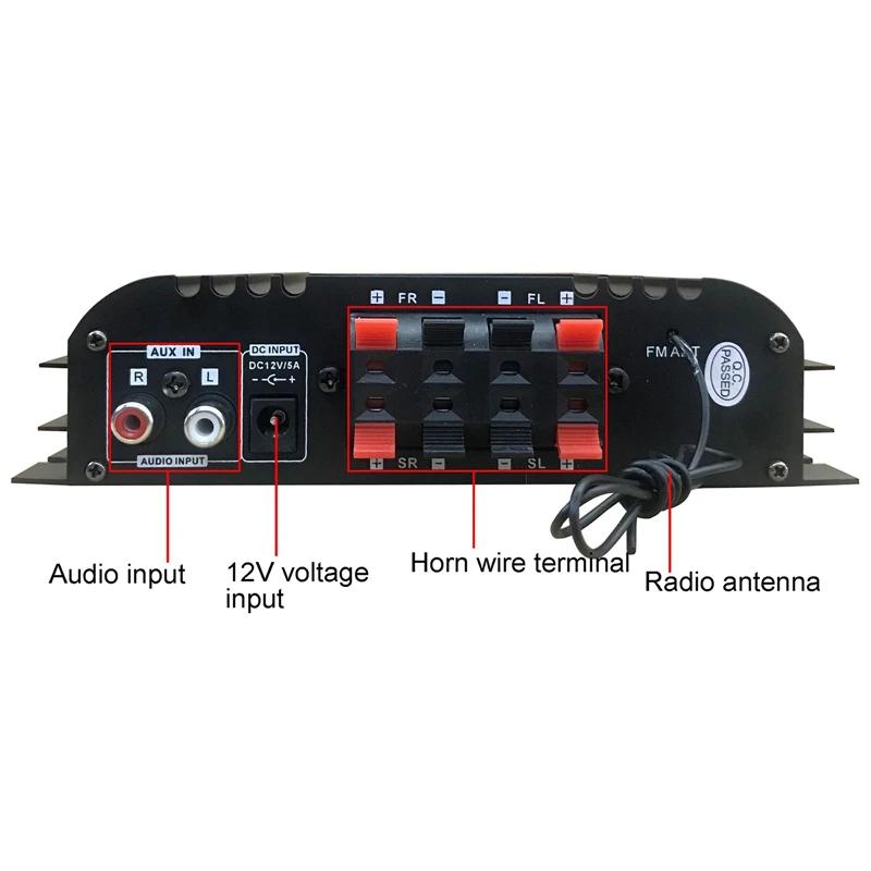 BT-998 12V/220V mini bluetooth HiFi zesilovače výkonu stereo auto domácí audio digitální zvukový zesilovač LCD displej FM SD USB basy