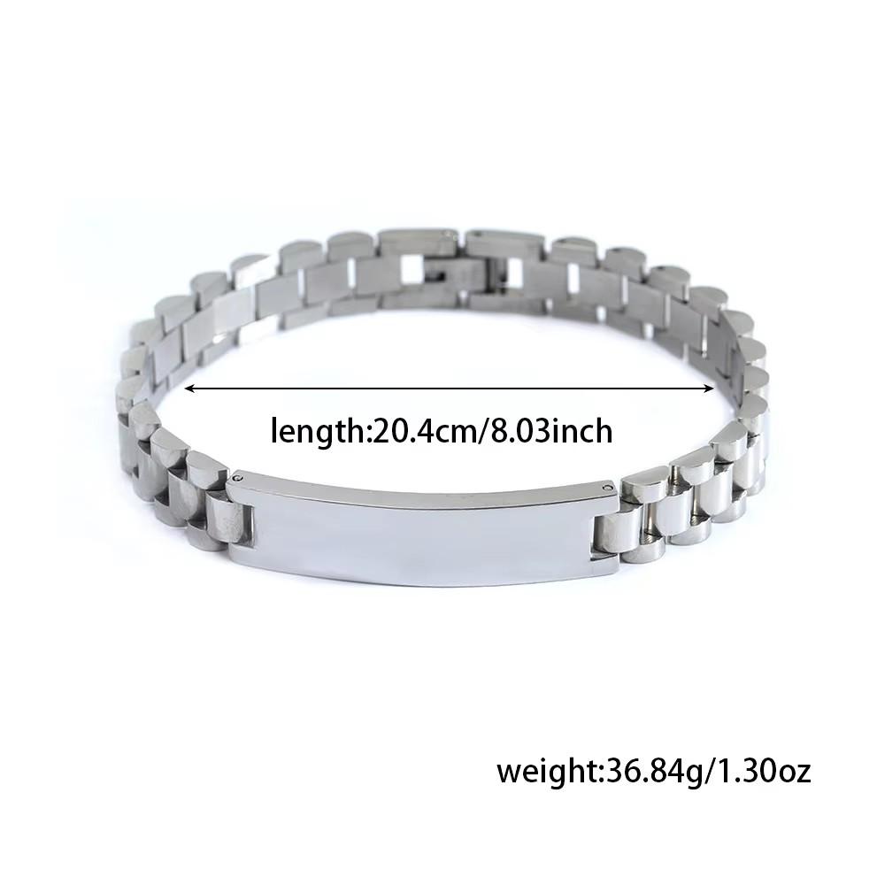 Hot Sale Men Stainless Steel Watch Strap Bracelet Adjustable Custom ID Engraved Bracelet Jewelry Gift