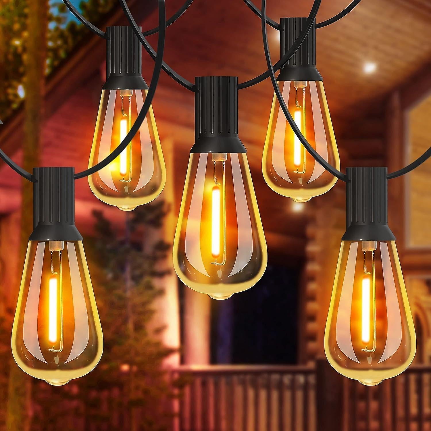 Outdoor Light String,String Lights With St38 Bulbs,Warm White,Waterproof Outdoor String Lights For Garden,Party, Terrace 30 m