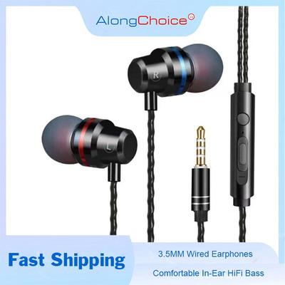 3,5 mm Kabelgebundene Metall-Ohrhörer HiFi Super Bass Stereo Musik Mit HD-Mikrofon Geräuschunterdrückendes Headset In-Ear-Ohrstöpsel